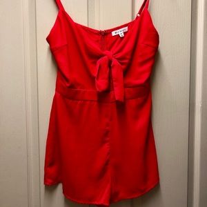 Wild Honey Tie Front Red Romper